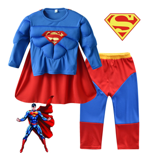 男童超人扮演服万圣节supermancos漫威英雄，联盟表演服装