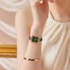 聚利时韩版复古优雅小方，表锆石皮带潮流小绿表，防水气质女表1314