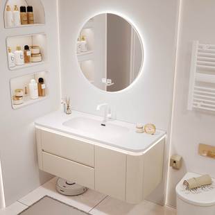 浴室柜一体盆陶瓷实木可丽耐智能，镜80cm卫生间，洗脸洗手台盆柜组合