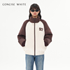 CONCISE-WHITE简白97拼色拉链立领羽绒服女23冬季设计师品牌