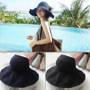 夏季遮阳女帽子防晒可折叠空顶，大檐布帽夏户外(夏户外)百搭太阳帽防紫外线