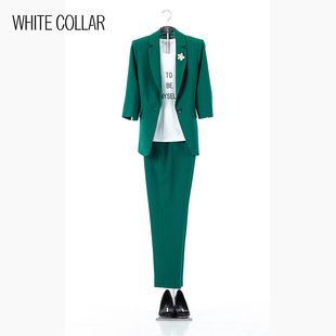 白领女装套装彩色，亮丝西服领九分袖上衣外套caisels19-601