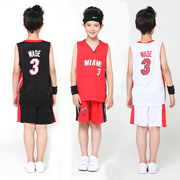 儿童篮球服套装男童热火3号韦德球衣小孩成人小学生比赛定制印字