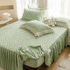 四季夹棉床裙床笠二合一水洗棉纯色床罩单件全包防滑防尘保护床套