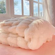 冬季奶白色兔毛绒毯子可机洗保暖毛毯客厅沙发休闲毯床尾盖毯