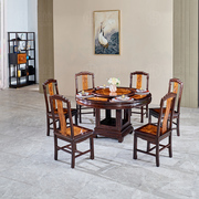 豪的新中式红木餐桌檀香木圆型新古典实木餐桌椅组合家用饭桌圆形