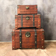 仿古宝箱带锁复古木箱子藏宝箱做旧创意包装收纳箱装饰道具陈列箱