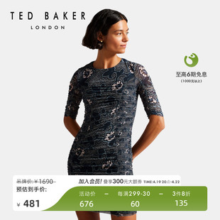 TED BAKER秋冬女士褶皱印花收腰包臀短裙连衣裙264357