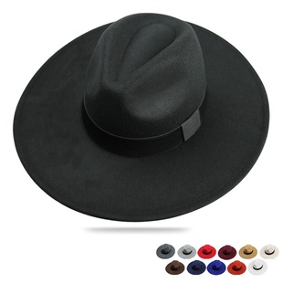 礼帽男款呢子大檐黑色礼帽法式英伦复古绅士帽大头围帽子爵士帽