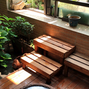 实木花架客厅落地式木凳子户外室内脚踏阳台，单层防腐木盆景置物架