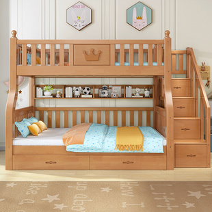全实木儿童上下床双层床成年多功能，组合上下铺木床两层高低子母床