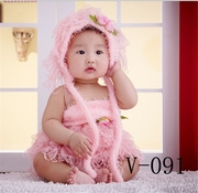 影楼儿童摄影服装 宝宝童装 拍摄服饰 婴儿 女孩裙 粉色V-091