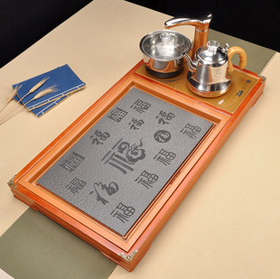 鸿福 万福系列全自动电磁炉四合一茶具套装茶盘实木茶台