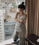 韩国 vinvle 系带 雪纺 吊带连衣裙