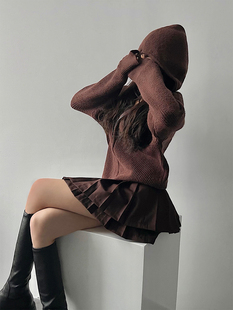 YoungGirlDay欧美街头宽松显瘦长袖拉链连帽针织开衫休闲毛衣外套