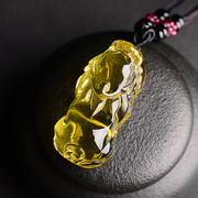 天然黄水晶貔貅吊坠财运貔貅天然水晶，振翅得财貔貅项链饰品男女
