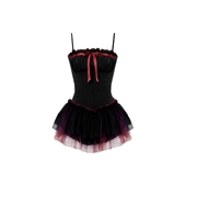 茶祭玫瑰朋克设计感蝴蝶结，辣妹抹胸吊带裙，连衣裙显瘦蓬蓬裙