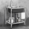 厨房简易304不锈钢水槽，大单槽双槽带支架水盆，池洗菜盆洗碗池架子