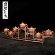 红木博古架小型多宝阁鸡翅木茶具，架实木置物架紫砂，茶壶底座展示架