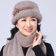 秋冬中老年帽子女兔毛针织毛线帽，奶奶老人帽子，冬季中年妈妈帽围巾