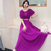 紫色连衣裙大摆显瘦2023夏季气质别致雪纺小众，设计减龄长裙女