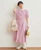 日本原宿风 A社 CW蓬松的短袖 考究的褶皱 清爽条纹 小圆领连衣裙