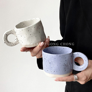 ins风韩式陶瓷咖啡杯不规则泼墨创意手捏马克杯早餐杯家用牛奶杯