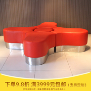 商场休息区沙发订制 办公会议红色真皮时尚不规则沙发多色可选