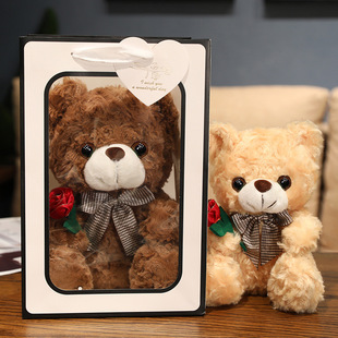 玫瑰花t恤泰迪熊毛绒玩具，小熊公仔送闺蜜女友生日礼物儿童布娃娃