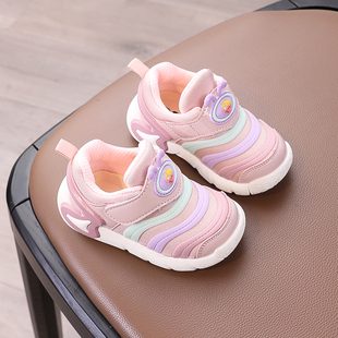 女宝宝毛毛虫棉鞋冬季婴儿，学步鞋男童软底1一2-3岁二棉加绒鞋