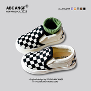 @ABC ANGF~韩系黑白格子系列~2024春儿童帆布鞋男女童软底学步鞋