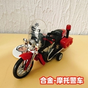 合金摩托车玩具模型摩托警车，机动车儿童声，光回力车男孩送礼物礼盒