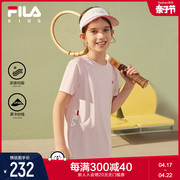 FILA斐乐童装儿童短T2023夏季女中大童短袖T恤凉感运动上衣
