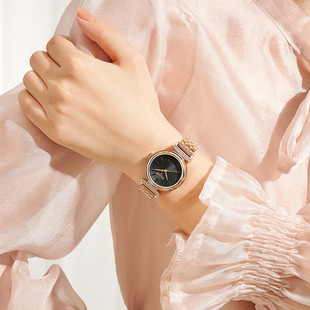 聚利时女士手表钢带韩版时尚水钻复古女表手链表时装表石英蝴蝶扣