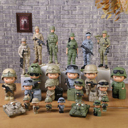 军人手办树脂娃娃兵哥哥公仔汽车摆件玩偶520礼物退伍纪念品礼物