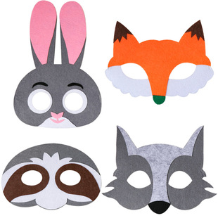 1儿童节表演面罩动物城朱迪兔子尼克狐狸浣熊不织布毛毡面具
