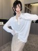 rrfashion长袖t恤女2024夏季韩系中长款打底衫，纯色圆领上衣