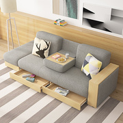 日式小户型沙发床客厅抽屉储物布艺梳化床可折叠乳胶多功能两用