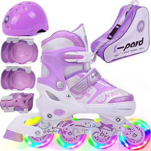 捷豹2024溜冰鞋女童儿童男旱冰鞋全套装初学者可调专业轮滑鞋