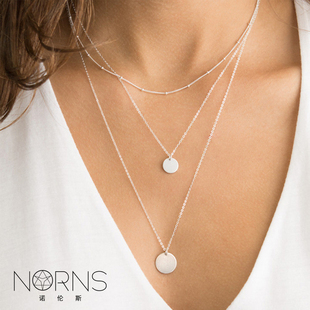 Norns欧美HM简单简约亮片珠链多层次三层金属套装项链锁骨链