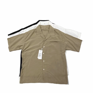 夏日清爽日系复古纯色，古巴领短袖衬衫男vintage古着版型衬衣叠穿