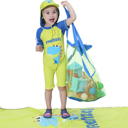 儿童沙滩玩具收纳袋收纳包绿色(包绿色，)网格收纳包蓝色(包蓝色)贝壳收藏包大网袋