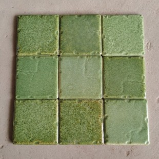 草绿色100规格复古小方砖厨房卫生间阳台，窑变手工砖墙砖瓷砖墙砖