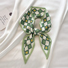 小长条窄丝巾女绿色格子春秋，丝带发带飘带，装饰搭配衬衫领巾薄围巾