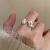 法式珍珠锆石开口戒指少女轻奢高级感食指戒ins小众设计个性指环