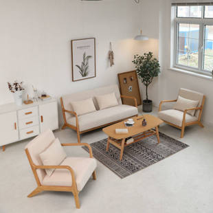 直排沙发北欧实木布艺小户型，组合现代简约客厅，办公室休闲简易沙发