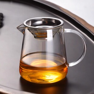 加厚公道杯玻璃茶滤功夫茶具配件大小号公杯耐热耐高温分茶器茶漏