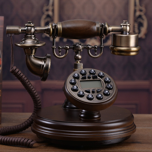 蒂雅菲欧式仿古实木复古电话时尚创意家用固话座机无线插卡电话机