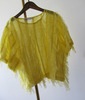 欧美单立体编织流苏，网纱宽松型短袖，蕾丝衫黄色上衣