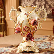 杜兰朵皇朝奢华欧式花瓶，陶瓷装饰摆件，客厅复古玄关电视柜桌面摆设